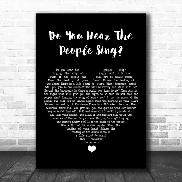 Les Miserables Cast Do You Hear The People Sing Black Heart Song Lyric Art Print