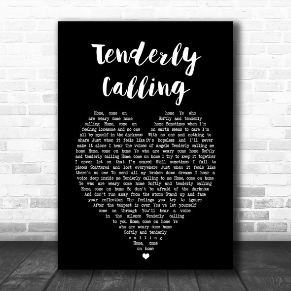 John Denver Tenderly Calling Black Heart Song Lyric Art Print