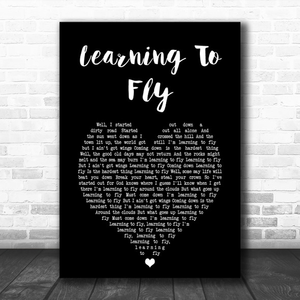 Tom Petty And The Heartbreakers Learning To Fly Black Heart Song Lyric Art Print