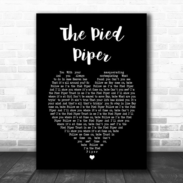 Crispian St. Peters The Pied Piper Black Heart Song Lyric Art Print