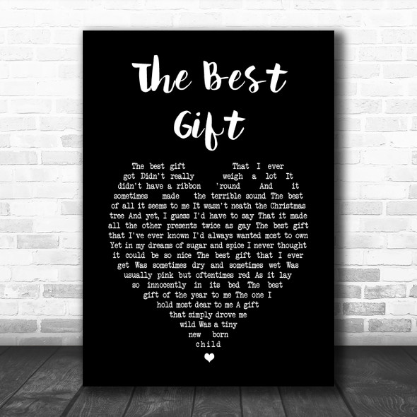 Barbra Streisand The Best Gift Black Heart Song Lyric Art Print