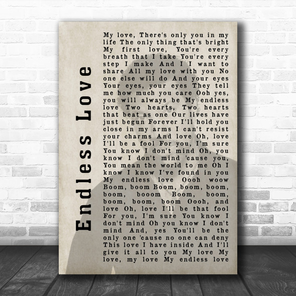 Lionel Richie Endless Love Shadow Song Lyric Music Wall Art Print