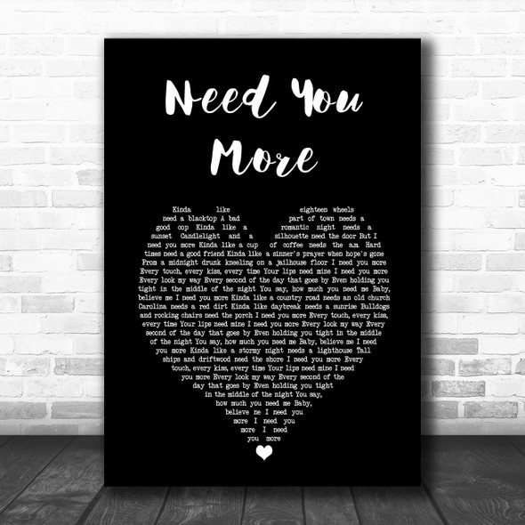 Darius Rucker Need You More Black Heart Song Lyric Art Print