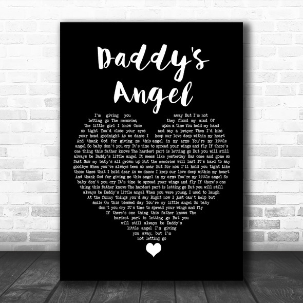 Tony Carter Daddy's Angel Black Heart Song Lyric Art Print