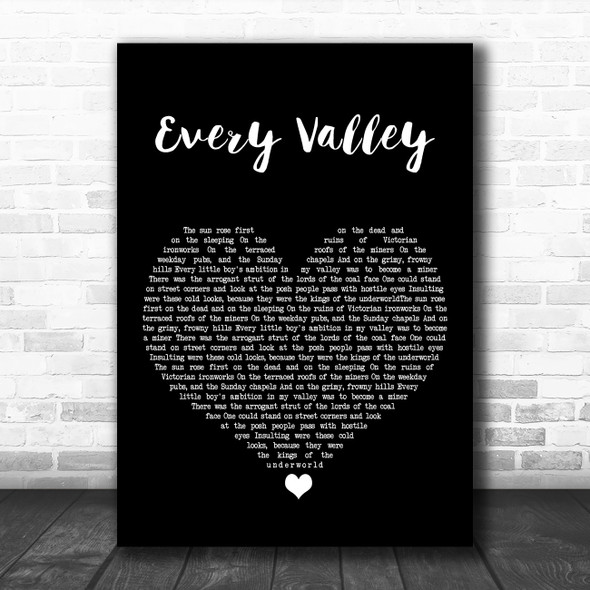 Public Service Broadcasting Every Valley Black Heart Song Lyric Art Print