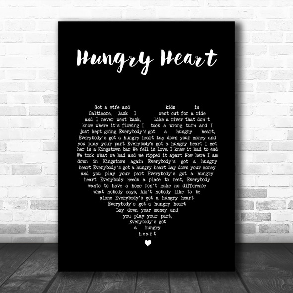 Bruce Springsteen Hungry Heart Black Heart Song Lyric Art Print