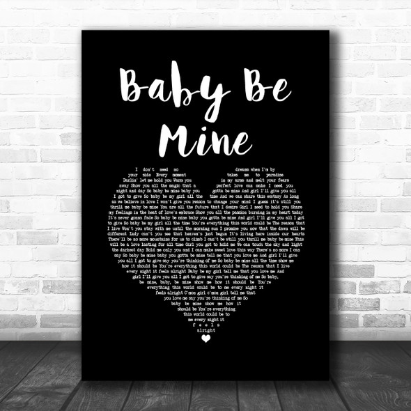 Michael Jackson Baby Be Mine Black Heart Song Lyric Art Print