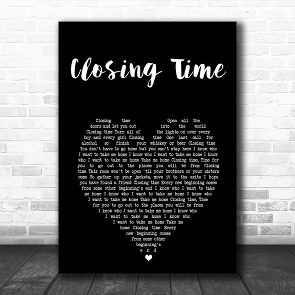 Semisonic Closing Time Black Heart Song Lyric Art Print