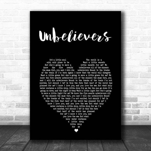 Vampire Weekend Unbelievers Black Heart Song Lyric Art Print