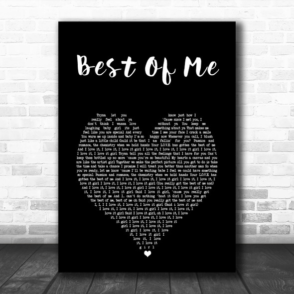 Tsoul Best Of Me Black Heart Song Lyric Art Print