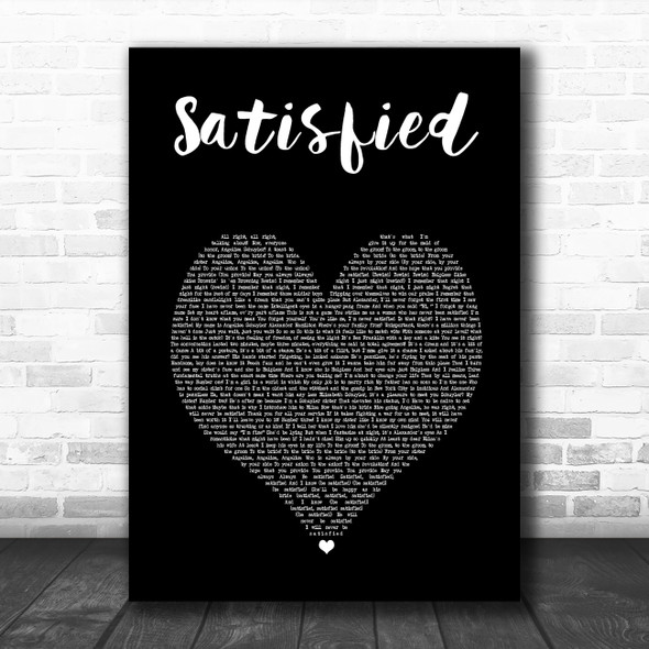 Original Broadway Cast of Hamilton Satisfied Black Heart Song Lyric Art Print