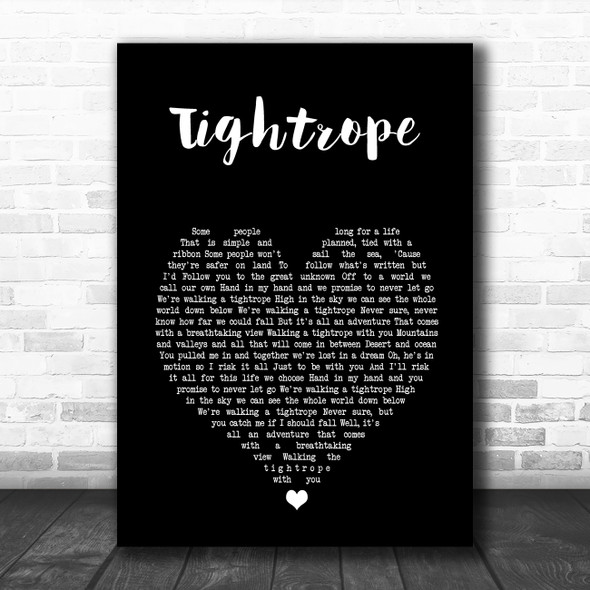 Sara Bareilles Tightrope Black Heart Song Lyric Art Print