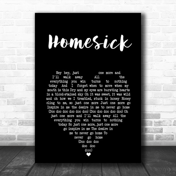 The Cure Homesick Black Heart Song Lyric Art Print