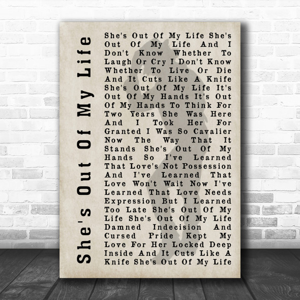 Michael Jackson She's Out Of My Life Shadow Song Lyric Music Wall Art Print