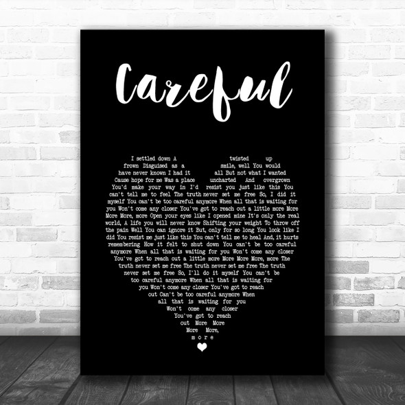 Paramore Careful Black Heart Song Lyric Art Print