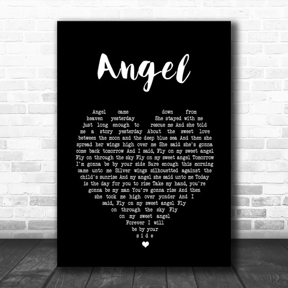 Jimi Hendrix Angel Black Heart Song Lyric Art Print