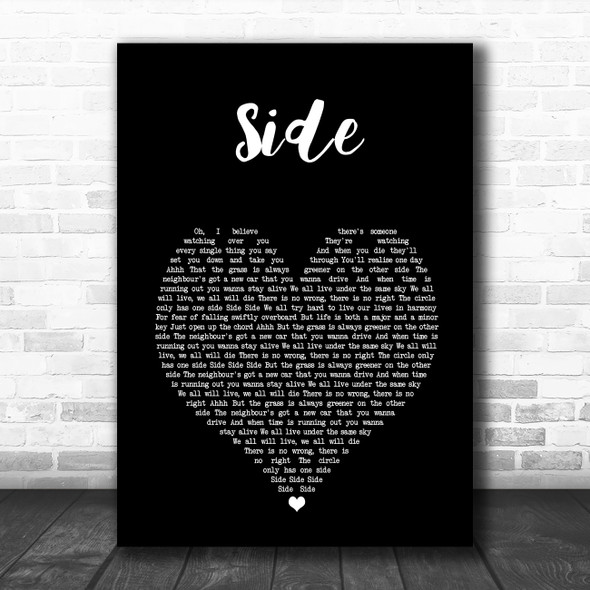 Travis Side Black Heart Song Lyric Art Print