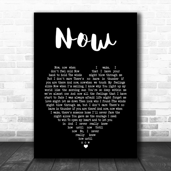 Carpenters Now Black Heart Song Lyric Art Print