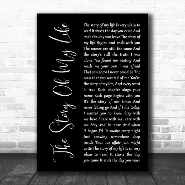 Neil Diamond The Story Of My Life Black Script Song Lyric Art Print