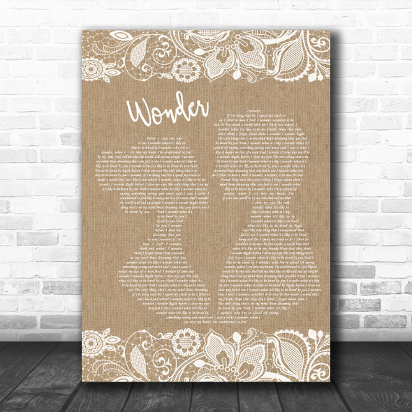 Shawn Mendes Wonder Burlap & Lace Song Lyric Art Print