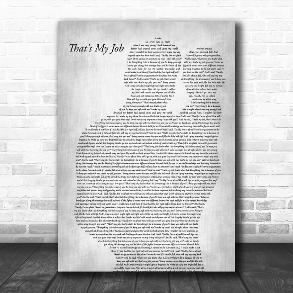 Conway Twitty That's My Job Father & Baby Grey Song Lyric Art Print