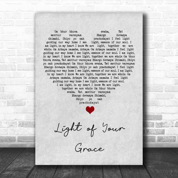 Sam Garrett Light of Your Grace Grey Heart Song Lyric Art Print