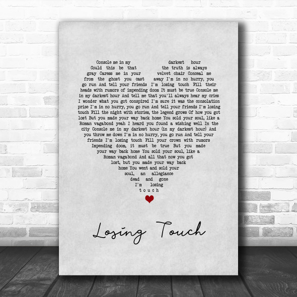The Killers Losing Touch Grey Heart Song Lyric Art Print