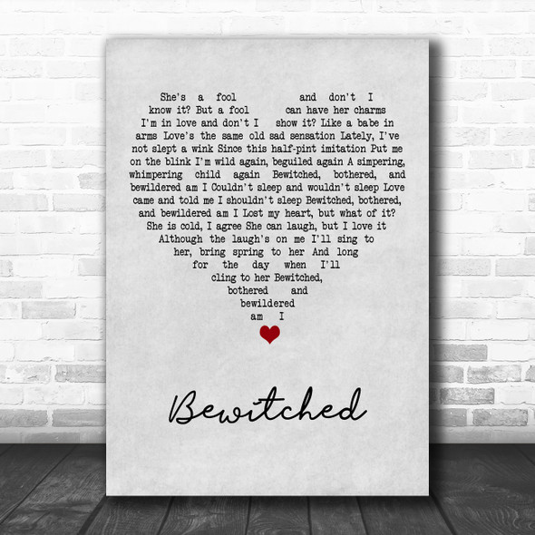 Frank Sinatra Bewitched Grey Heart Song Lyric Art Print