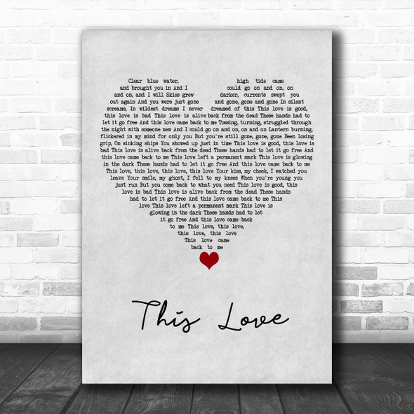 Taylor Swift This Love Grey Heart Song Lyric Art Print