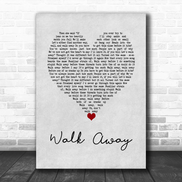 The Beat Walk Away Grey Heart Song Lyric Art Print