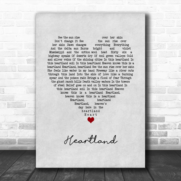 U2 Heartland Grey Heart Song Lyric Art Print