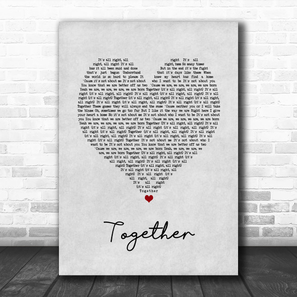 Ella Eyre Together Grey Heart Song Lyric Art Print