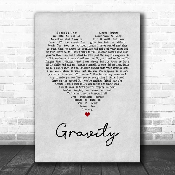 Sara Bareilles Gravity Grey Heart Song Lyric Art Print