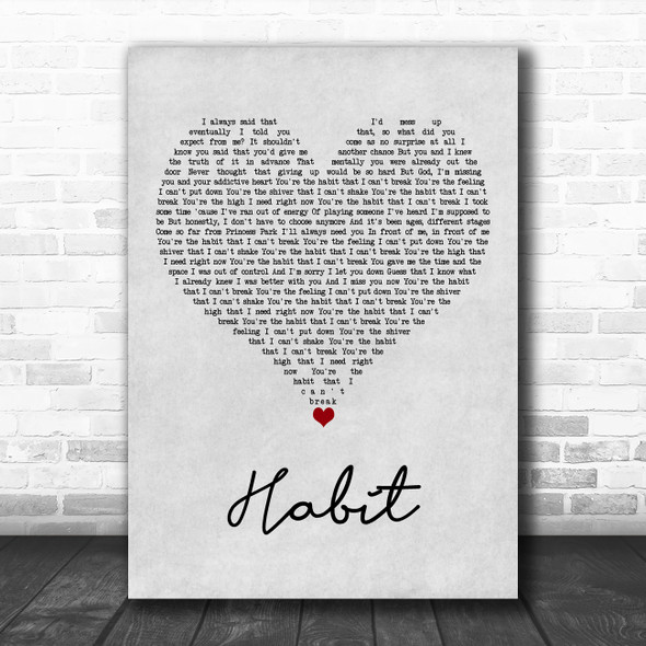 Louis Tomlinson Habit Grey Heart Song Lyric Art Print