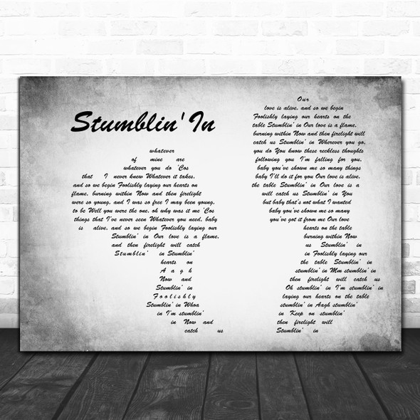 Suzi Quatro Stumblin' In Man Lady Couple Grey Song Lyric Art Print