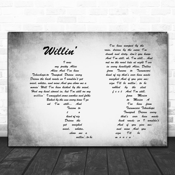 Little Feat Willin Man Lady Couple Grey Song Lyric Art Print