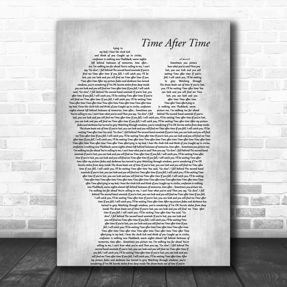 Cyndi Lauper Time After Time Mother & Baby Grey Song Lyric Art Print