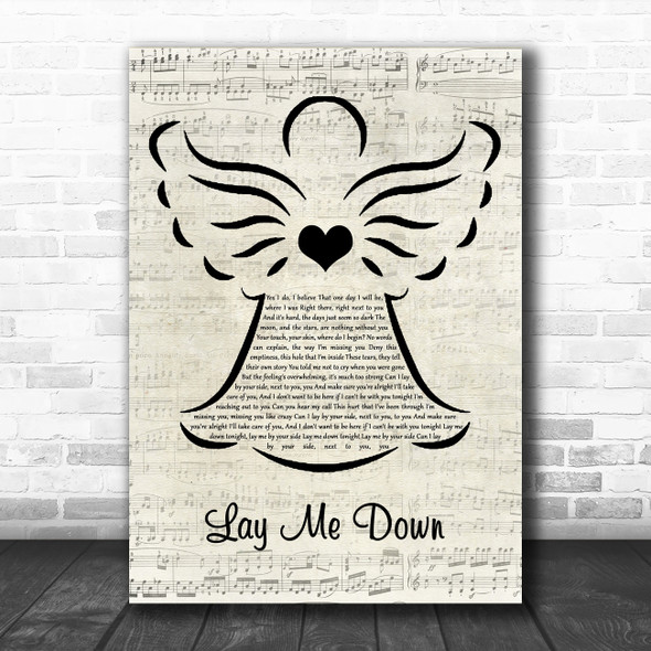 Sam Smith Lay Me Down Music Script Angel Song Lyric Art Print