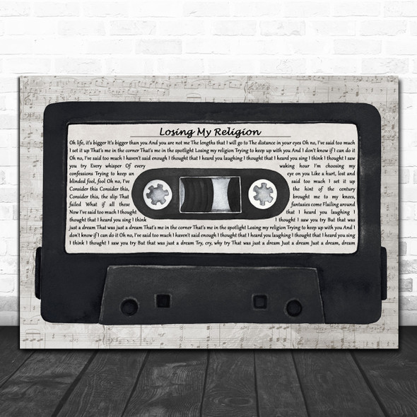 R.E.M. Losing My Religion Music Script Cassette Tape Song Lyric Art Print