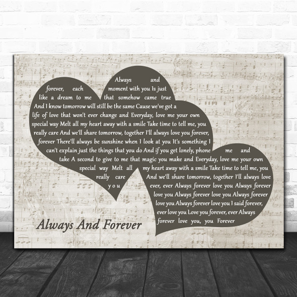 Heatwave Always And Forever Landscape Music Script Two Hearts Song Lyric Art Print