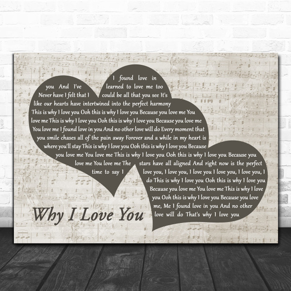 MAJOR Why I Love You Landscape Music Script Two Hearts Song Lyric Art Print