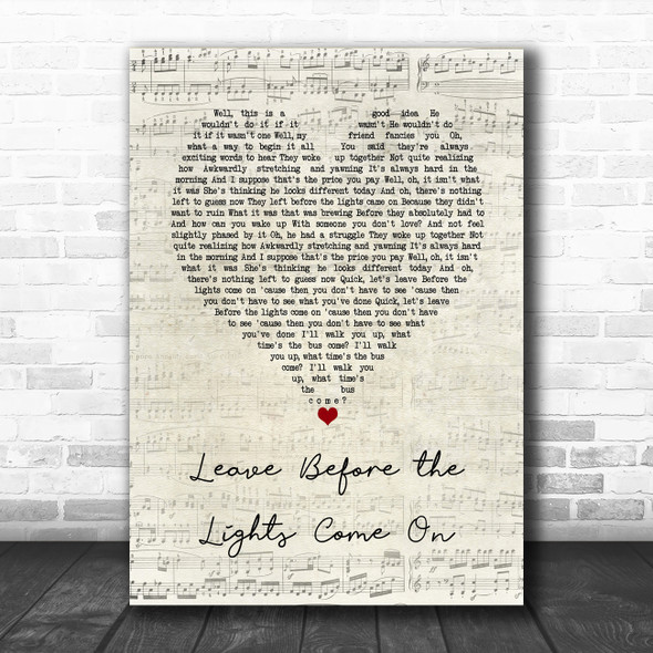 Arctic Monkeys Leave Before the Lights Come On Script Heart Song Lyric Art Print