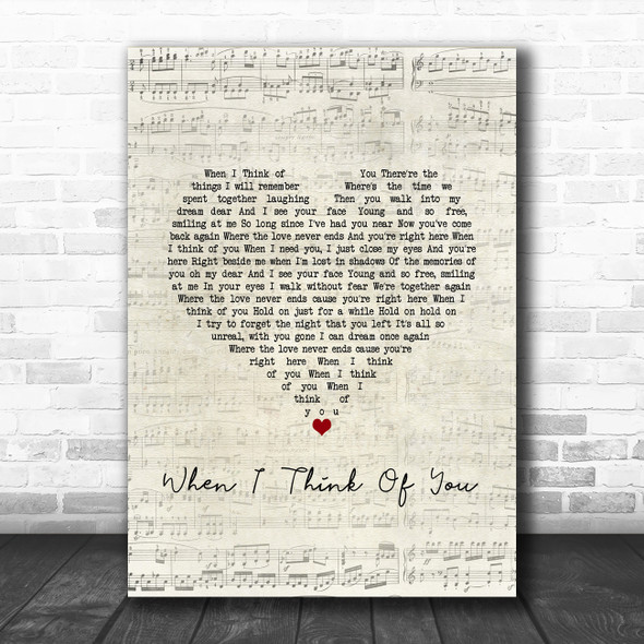 Steve Perry When I think of you Script Heart Song Lyric Art Print