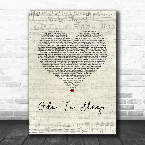 Twenty One Pilots Ode To Sleep Script Heart Song Lyric Art Print