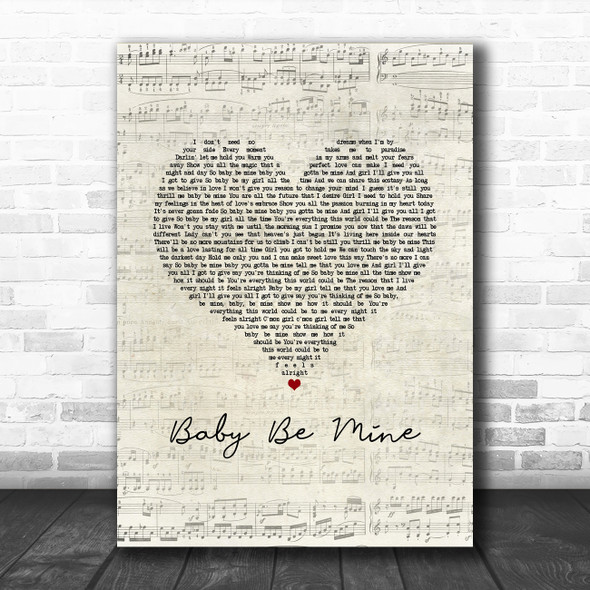 Michael Jackson Baby Be Mine Script Heart Song Lyric Art Print