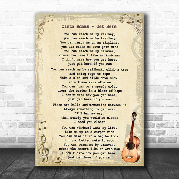 Oleta Adams Get Here Song Lyric Vintage Music Wall Art Print