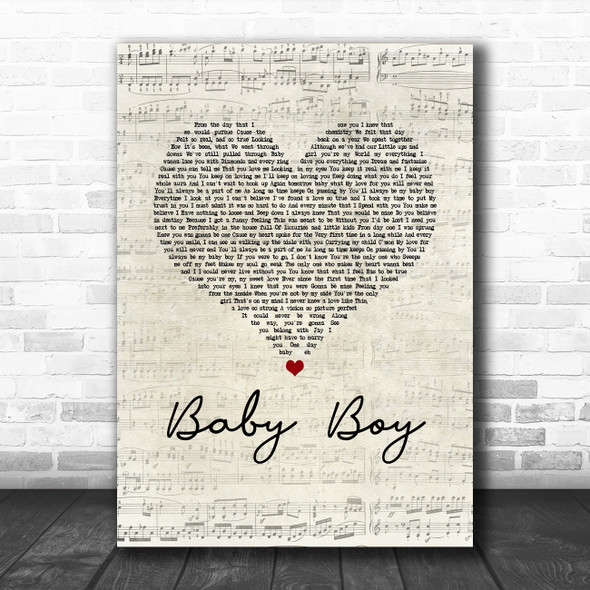 Big Brovaz Baby Boy Script Heart Song Lyric Art Print