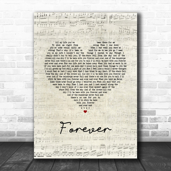 Liberty X Forever Script Heart Song Lyric Art Print
