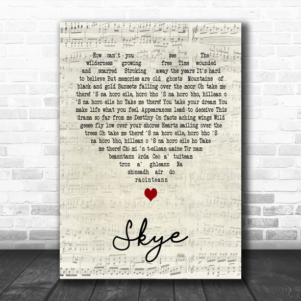 Runrig Skye Script Heart Song Lyric Art Print