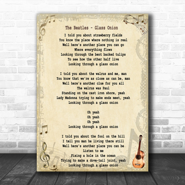 The Beatles Glass Onion Song Lyric Music Wall Art Print